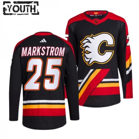 Calgary Flames Hockeydrakt Jacob Markstrom 25 2022-23 Svart Reverse Retro 2.0 Adidas Authentic - Barn